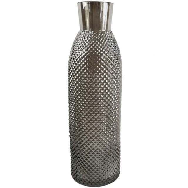 Botanik Smoke Grey Tall Diamond Glass Vase 50cm - Size: 50 x 16 x 16cm - Wilko - image 1