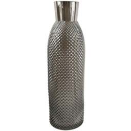 Botanik Smoke Grey Tall Diamond Glass Vase 50cm - Size: 50 x 16 x 16cm - Wilko