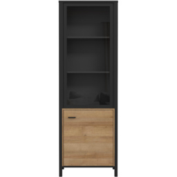 Florence High Rock Single Door Matt Black and Riviera Oak Wide Display Cabinet - Size: 40 x 64 x 193cm - Furniture to Go - Wilko - thumbnail 4
