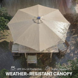 Outsunny Beige 112 LED Crank Handle Garden Umbrella Parasol 3m - Wilko - thumbnail 7