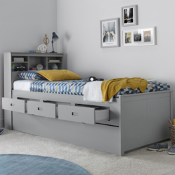 Veera Grey 3 Drawer Guest Bed with Pocket Mattress - Size: Single - Bedmaster - Wilko - thumbnail 1