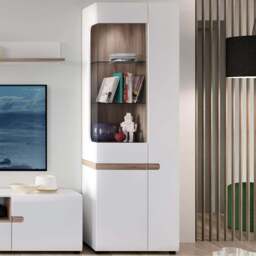 Florence Chelsea White Right Hand Tall Narrow Display Cabinet - Size: 42 x 64 x 194cm - Furniture to Go - Wilko