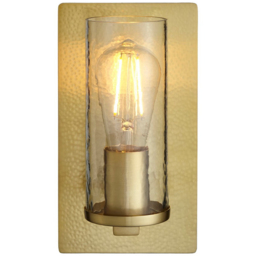 Merano Palermo Hammered Brass Plate with Textured Clear Glass Wall Lamp - Size: 13.8 x 14 x 25.5cm - Brown - Wilko - thumbnail 4
