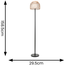 ValueLights Natural Rope Solar Powered Outdoor Garden Light Floor Lamp with Rattan Shade - Size: 158.5 x 29.5 x 29.5cm - Yellow - Wilko - thumbnail 6