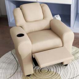 Tommy Toys Black Kids Recliner with Adjustable Backrest and Footrest - Cream - Wilko
