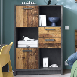 Florence Brooklyn 2 Door 2 Drawer Walnut and Dark Matera Grey Low Bookcase - Furniture to Go - Wilko - thumbnail 1