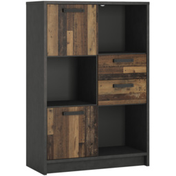 Florence Brooklyn 2 Door 2 Drawer Walnut and Dark Matera Grey Low Bookcase - Furniture to Go - Wilko - thumbnail 3
