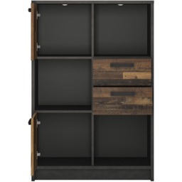 Florence Brooklyn 2 Door 2 Drawer Walnut and Dark Matera Grey Low Bookcase - Furniture to Go - Wilko - thumbnail 4