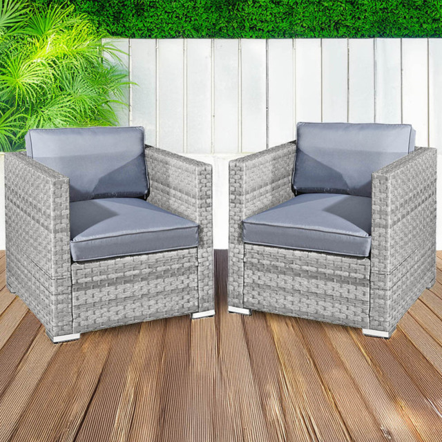 Oseasons Malta Set of 2 Dove Grey Rattan Chair Set - Size: 76 x 164 x 65cm - Wilko - image 1