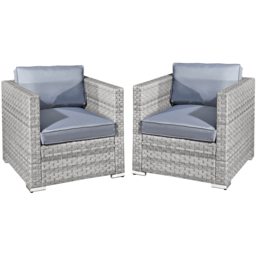 Oseasons Malta Set of 2 Dove Grey Rattan Chair Set - Size: 76 x 164 x 65cm - Wilko - thumbnail 3