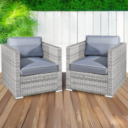 Oseasons Malta Set of 2 Dove Grey Rattan Chair Set - Size: 76 x 164 x 65cm - Wilko
