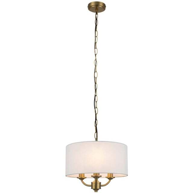 Cosylyte Winston Brass 3 Light Faux Linen Outer Shade Pendant Light - Size: 19 x 35 x 35cm - Gold - Wilko - image 1