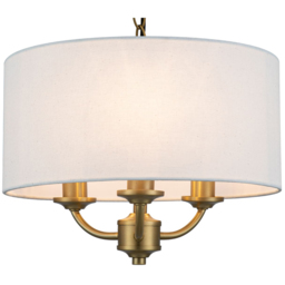 Cosylyte Winston Brass 3 Light Faux Linen Outer Shade Pendant Light - Size: 19 x 35 x 35cm - Gold - Wilko - thumbnail 4