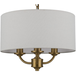 Cosylyte Winston Brass 3 Light Faux Linen Outer Shade Pendant Light - Size: 19 x 35 x 35cm - Gold - Wilko - thumbnail 5