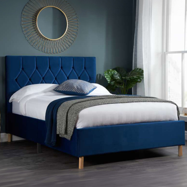 Loxley King Size Blue Fabric Bed - Birlea - Wilko - image 1