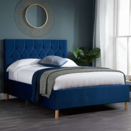 Loxley King Size Blue Fabric Bed - Birlea - Wilko - thumbnail 1
