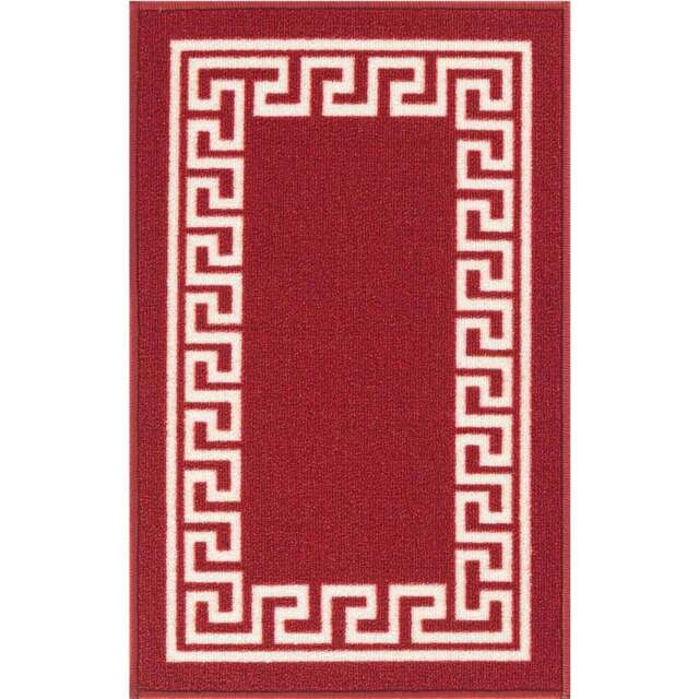 Desire Rugs Havana Red and White Greek Key Anti Slip Door Mat 60 x 40cm - Size: 40 x 60cm - Wilko - image 1