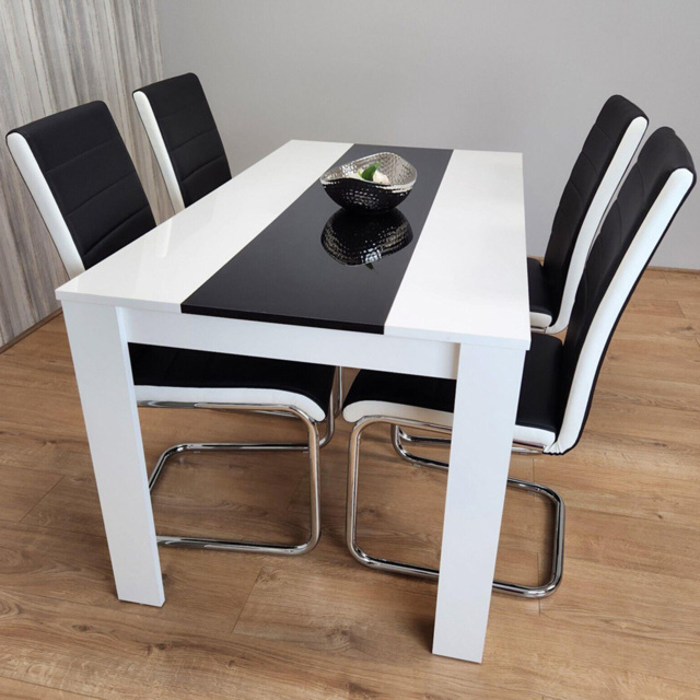 Kosy Koala 4 Seater Faux Leather Dining Set Black and White - White Black - Portland - Wilko - image 1
