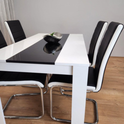 Kosy Koala 4 Seater Faux Leather Dining Set Black and White - White Black - Portland - Wilko - thumbnail 3