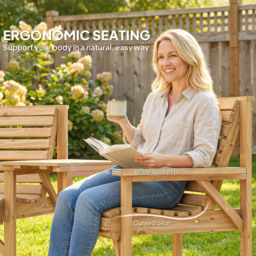 Outsunny 3 Seater Natural Wooden Garden Bistro Set with Parasol Hole - Natural wood finish - Wilko - thumbnail 7