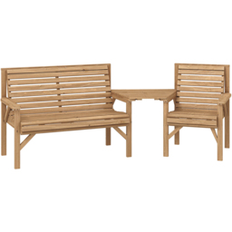 Outsunny 3 Seater Natural Wooden Garden Bistro Set with Parasol Hole - Natural wood finish - Wilko - thumbnail 3