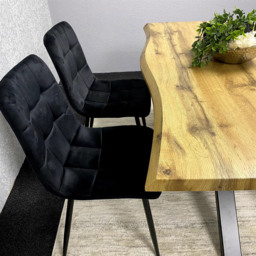 Kosy Koala 4 Seater Wood and Velvet Dining Table Set with Bench Black and Grey - Brown - Wilko - thumbnail 3