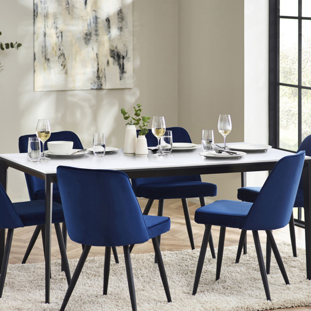 Julian Bowen Miami 6 Seater Rectangular Stone Top Dining Table White Marble - Wilko - image 1