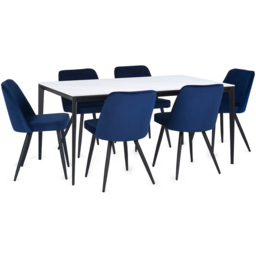 Julian Bowen Miami 6 Seater Rectangular Stone Top Dining Table White Marble - Wilko - thumbnail 4