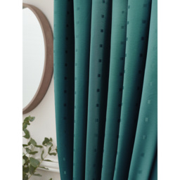 Alan Symonds Madison Teal Ring Top Curtain 229 x 274cm - Size: W 229 x D 274cm - Green - Wilko - thumbnail 5