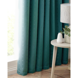 Alan Symonds Madison Teal Ring Top Curtain 229 x 274cm - Size: W 229 x D 274cm - Green - Wilko - thumbnail 4