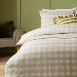 furn. Hartsford King Size Neutral Check Printed Duvet Set - Cream - Wilko - thumbnail 4
