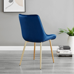 Furniturebox Molini Cesano 6 Seater Dining Set White Gloss Navy and Chrome - Blue - Wilko - thumbnail 5