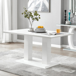 Furniturebox Molini Cesano 6 Seater Dining Set White Gloss Navy and Chrome - Blue - Wilko - thumbnail 3