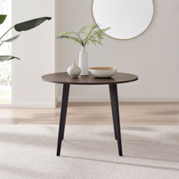 Furniturebox Kimmi 4 Seater Round Dining Table Oak Walnut and Black - Brown - Wilko - thumbnail 6