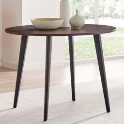 Furniturebox Kimmi 4 Seater Round Dining Table Oak Walnut and Black - Brown - Wilko - thumbnail 1