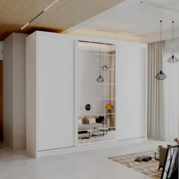 Sliding Wardrobes 4U 2 Sliding Door White Modern Central Grid Mirrored Wardrobe 250cm - Size: 2 Door - Wilko - thumbnail 4