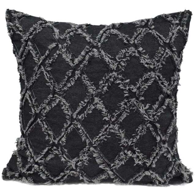 Velosso Denim Charcoal Tuft Filled Cushion 43 x 43cm 2 Pack - Grey - Wilko - image 1