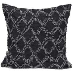Velosso Denim Charcoal Tuft Filled Cushion 43 x 43cm 2 Pack - Grey - Wilko