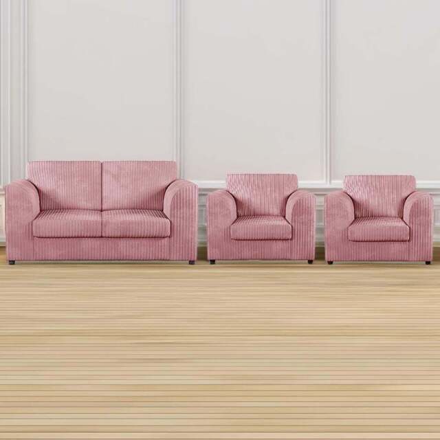 Luxor 4 Seater Pink Jumbo Cord Full Back Sofa Suite - Wilko - image 1