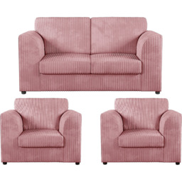 Luxor 4 Seater Pink Jumbo Cord Full Back Sofa Suite - Wilko - thumbnail 3