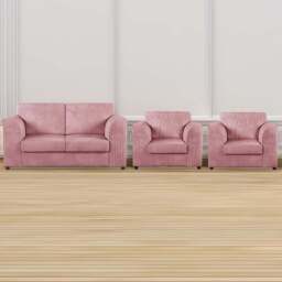 Luxor 4 Seater Pink Jumbo Cord Full Back Sofa Suite - Wilko - thumbnail 1
