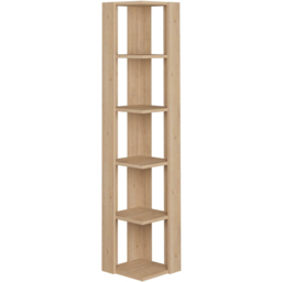 Decortie Nati 5 Shelf Oak Modern Corner Bookcase - Cream - Wilko - thumbnail 3