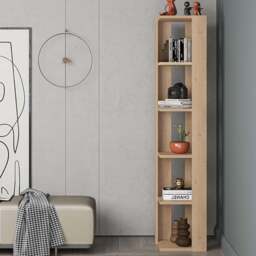 Decortie Nati 5 Shelf Oak Modern Corner Bookcase - Cream - Wilko