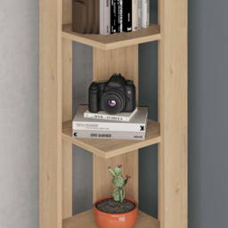 Decortie Nati 5 Shelf Oak Modern Corner Bookcase - Cream - Wilko - thumbnail 4