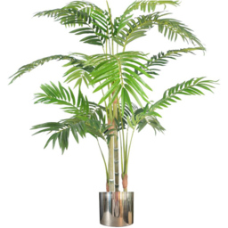 Leaf Artificial Areca Palm Tree in Silver Planter 4ft - Size: 120 x 80 x 80cm - Green - Wilko - thumbnail 1