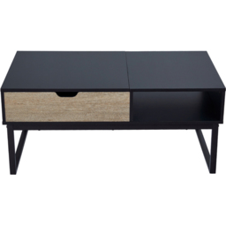 Teamson Home Single Drawer Single Shelf Lift Top Coffee Table - Size: 45.1 x 60.3 x 105.4cm - Black - Wilko - thumbnail 4