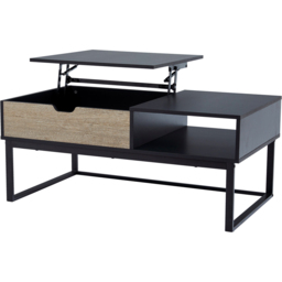 Teamson Home Single Drawer Single Shelf Lift Top Coffee Table - Size: 45.1 x 60.3 x 105.4cm - Black - Wilko - thumbnail 3