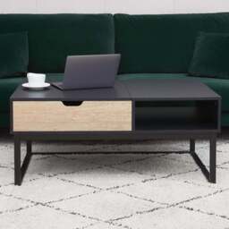 Teamson Home Single Drawer Single Shelf Lift Top Coffee Table - Size: 45.1 x 60.3 x 105.4cm - Black - Wilko