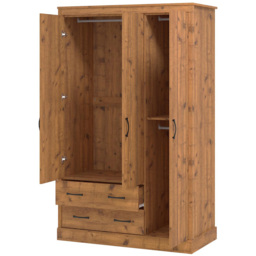 Camford 3 Door 2 Drawer Oak Wardrobe - Size: 3 Door, 2 Drawer - Brown - Wilko - thumbnail 4