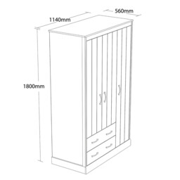 Camford 3 Door 2 Drawer Oak Wardrobe - Size: 3 Door, 2 Drawer - Brown - Wilko - thumbnail 3